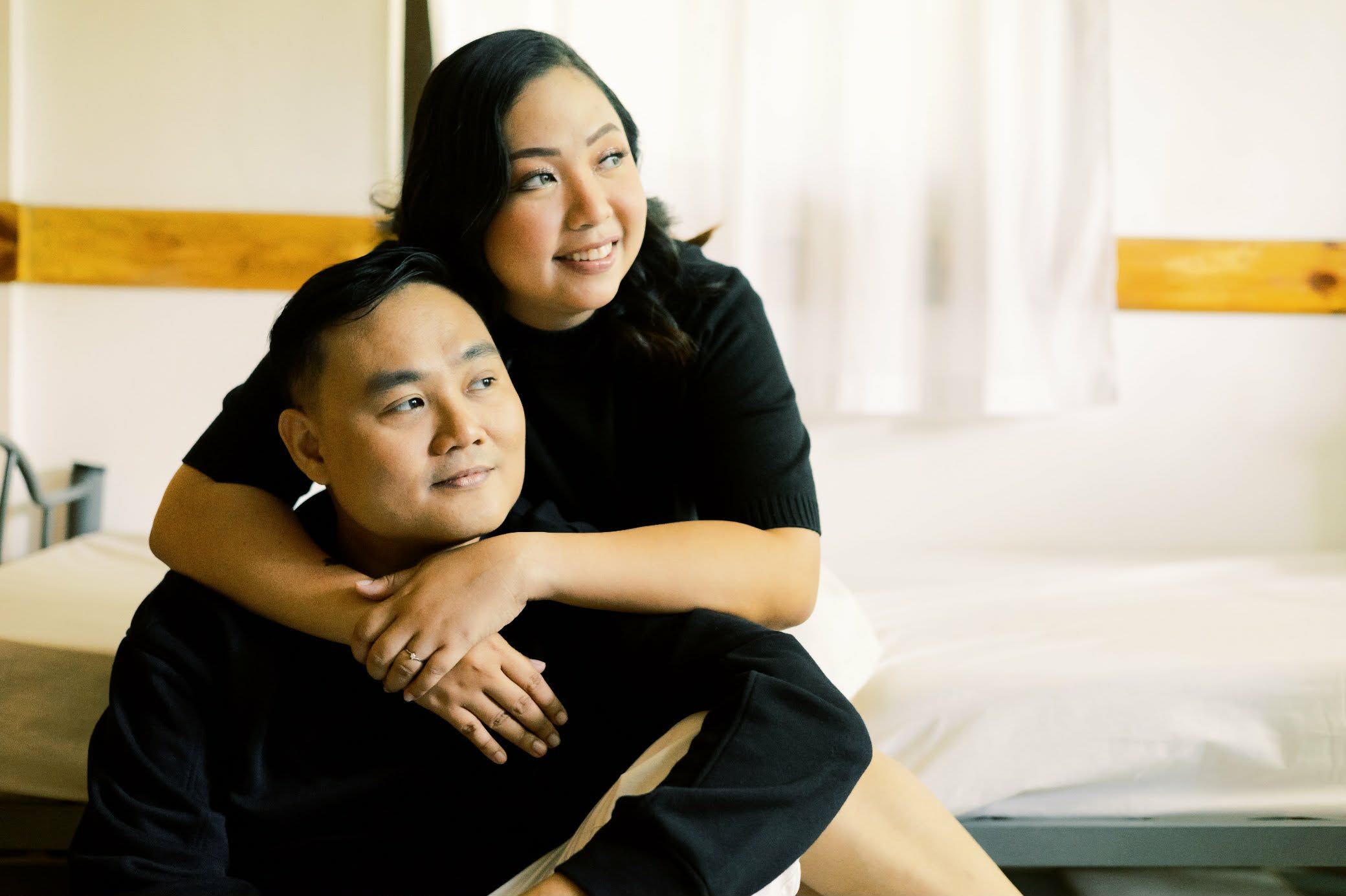 Couple in black outfits